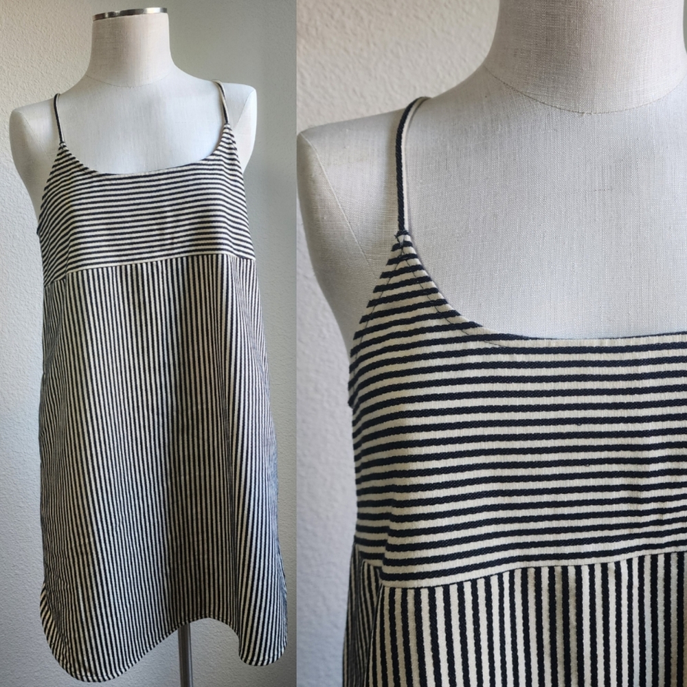 MADEWELL Striped Black Cream Racerback Tank Dress 12
